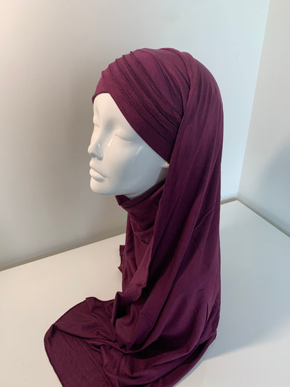 Hijab bonnet croisé rayé en viscose